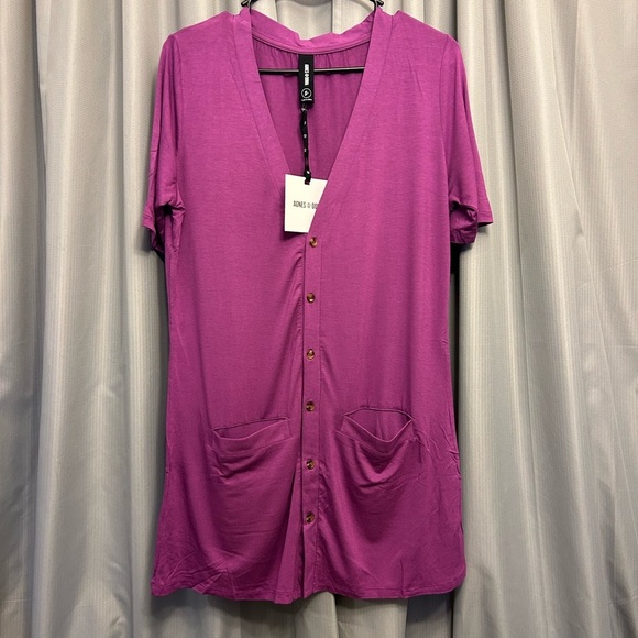 NWT Agnes & dora welt pocket cardigan Small 0213 purple - Picture 1 of 7